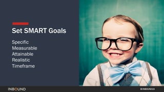 INBOUND15
Set SMART Goals
Specific
Measurable
Attainable
Realistic
Timeframe
 
