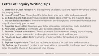 Technical writing letter of inquiry and parts | PPTX