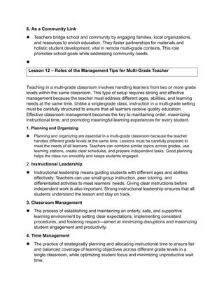 Comprehensive Guide to Functions and Roles of Multi-Grade Teachers | DOCX