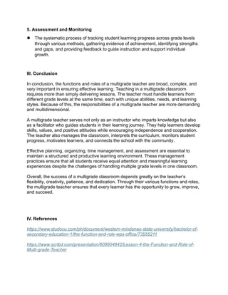 Comprehensive Guide to Functions and Roles of Multi-Grade Teachers | DOCX