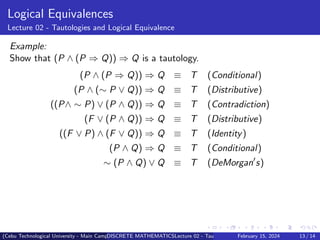 Lecture_02_Tautology_and_Logical_Equivalence | PDF