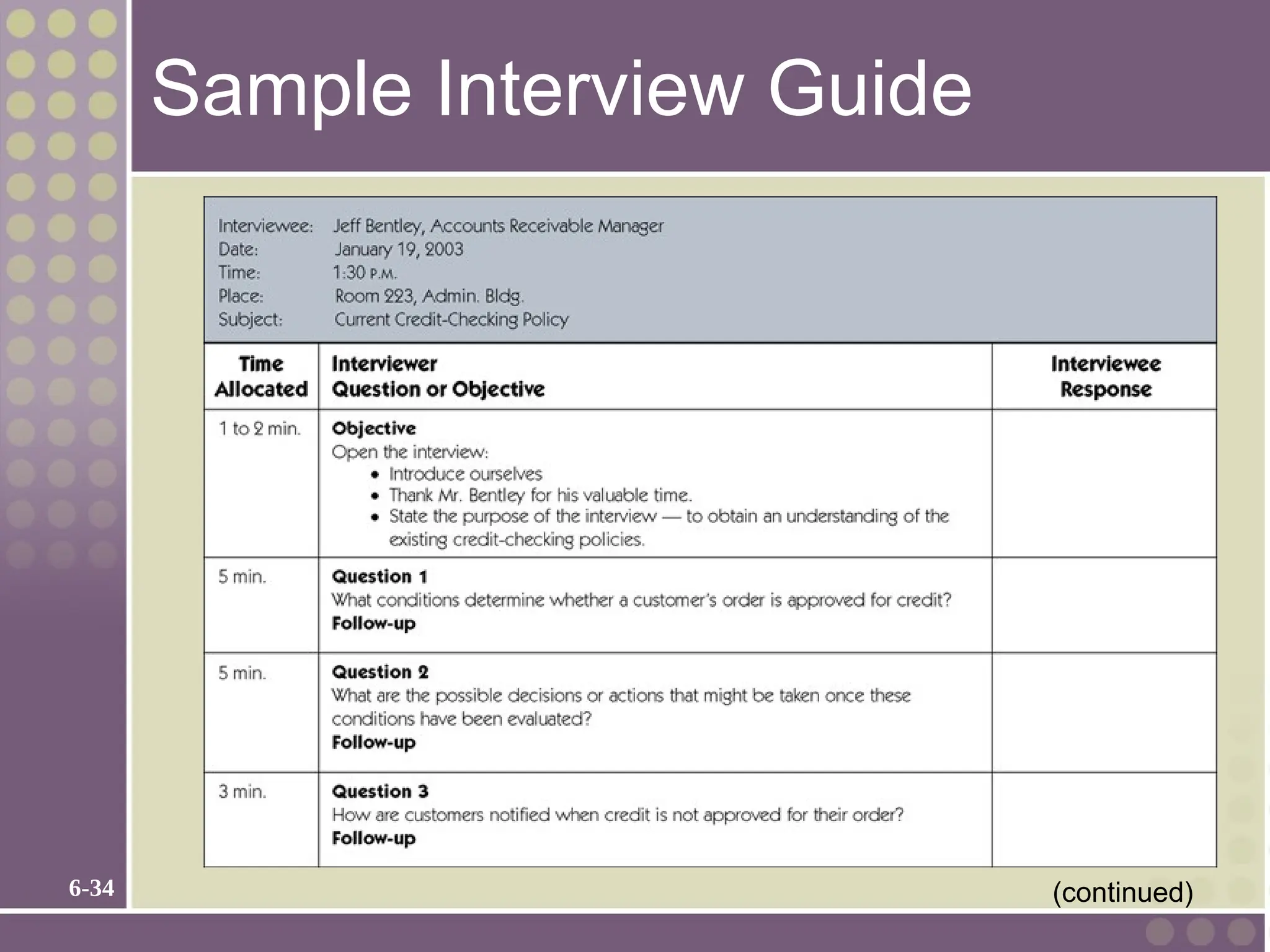 6-34
Sample Interview Guide
(continued)
 