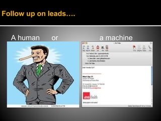 Follow up on leads….


  A human    or        a machine
 