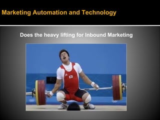 Marketing Automation and Technology


     Does the heavy lifting for Inbound Marketing
 