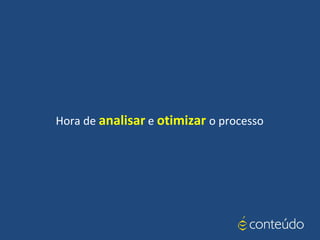 Hora de analisar e otimizar o processo
 