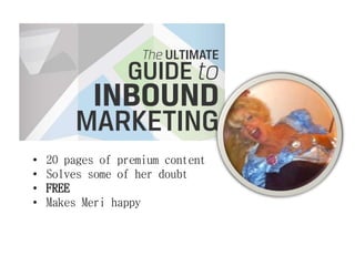 • 20 pages of premium content
• Solves some of her doubt
• FREE
• Makes Meri happy
 