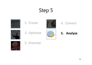 Step 5
1. Create
2. Optimize
3. Promote
4. Convert
5. Analyze
79
 