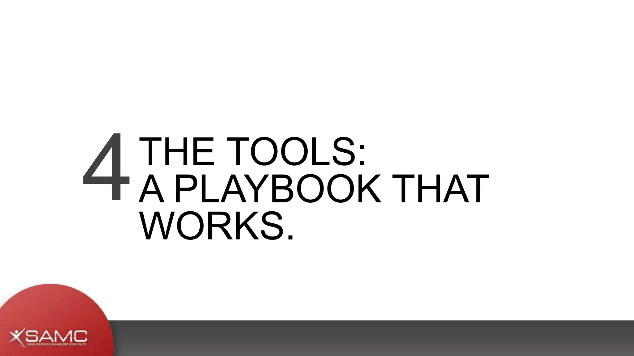 THE TOOLS:
A PLAYBOOK THAT
WORKS.
4
 