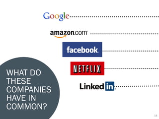 WHAT DO
THESE
COMPANIES
HAVE IN
COMMON?
            18
 