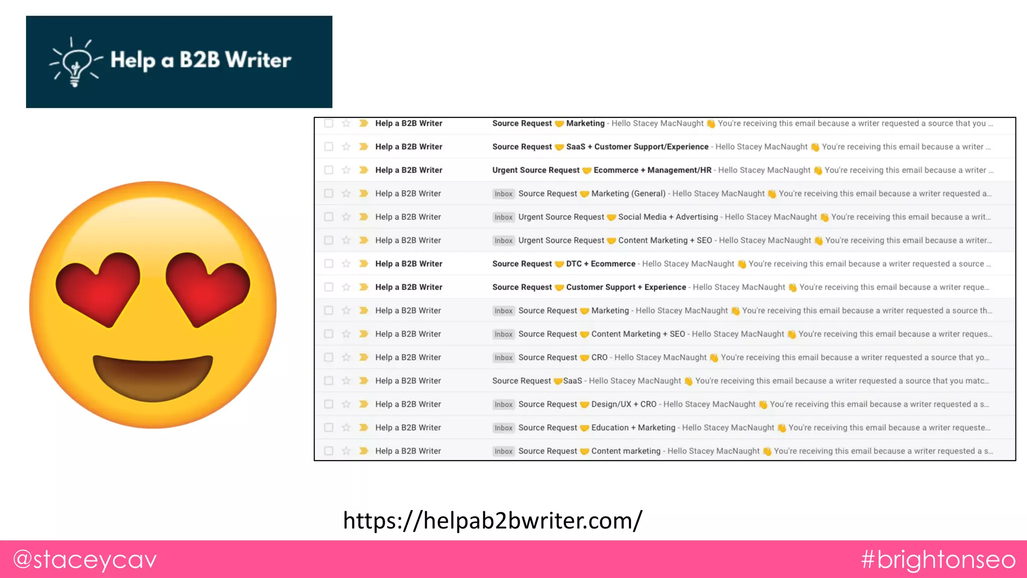 @staceycav #brightonseo
https://helpab2bwriter.com/
 