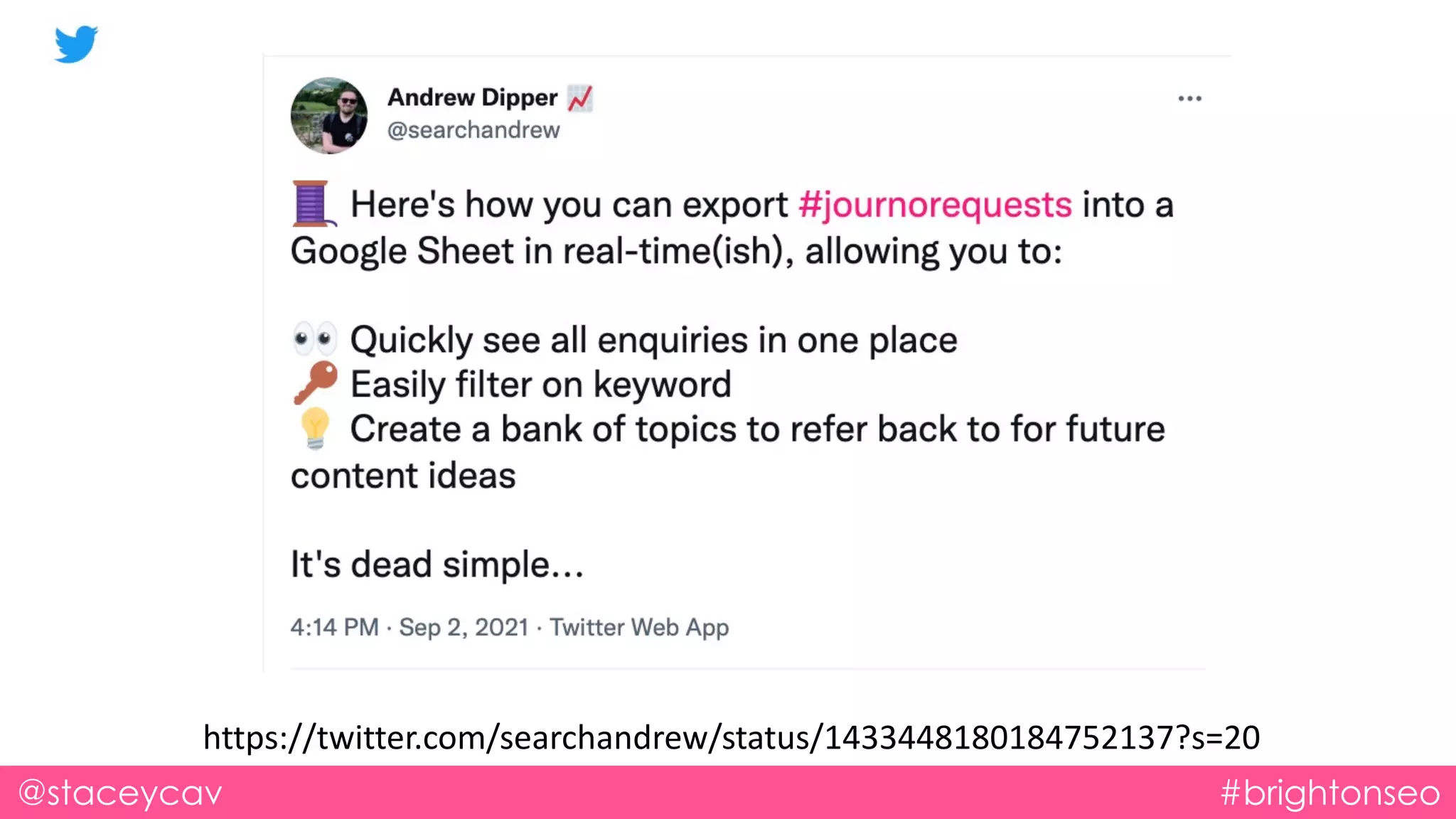 @staceycav #brightonseo
https://twitter.com/searchandrew/status/1433448180184752137?s=20
 