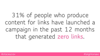 31% of people who produce
content for links have launched a
campaign in the past 12 months
that generated zero links.
@sta...