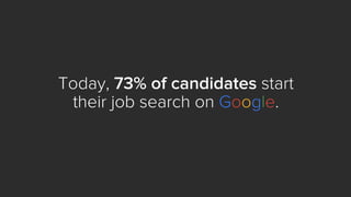 Today, 73% of candidates start
their job search on Google.
 