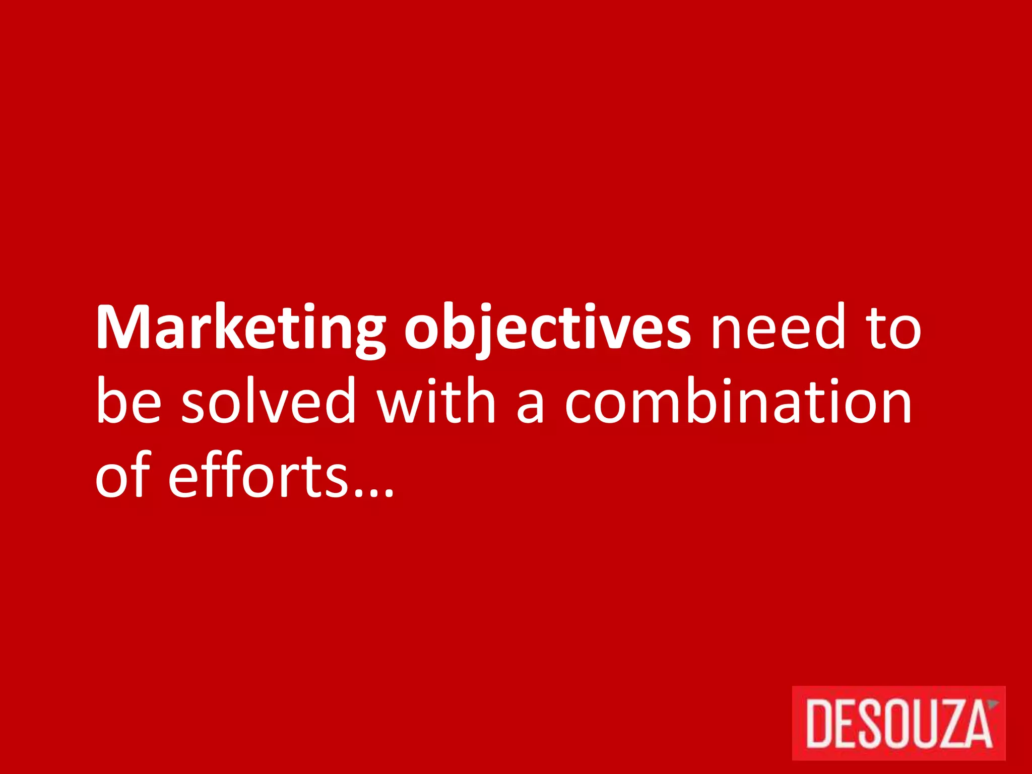 Marketing objectives need to
be solved with a combination
of efforts…
 