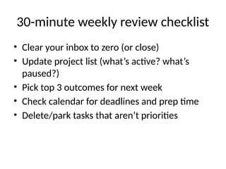 Task For Next Week Inbox to Impact: Mastering a Simple System for Personal Productivity ...