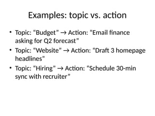 What's Action Topic Example Inbox to Impact: Mastering a Simple System for Personal Productivity ...