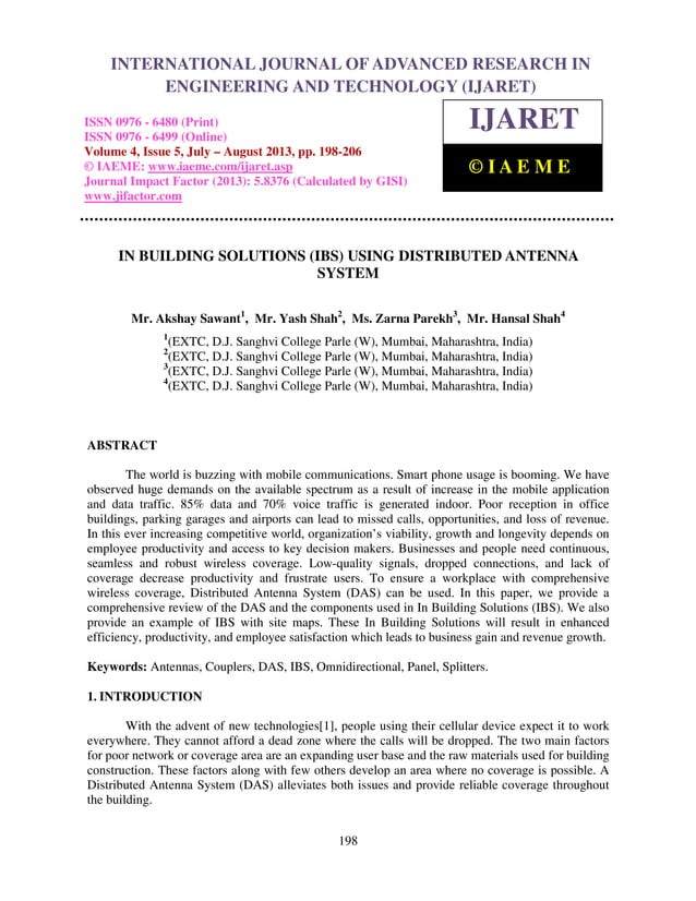 In Building Solutions Components In building solutions ibs using distributed antenna system | PDF ...