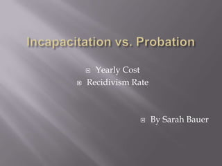  Yearly Cost
   Recidivism Rate



                     By Sarah Bauer
 