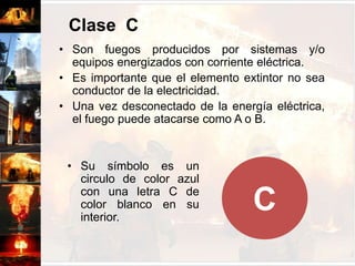 Clase  BSon fuegos producidos por materias, líquidos y gases inflamables (aceites, grasas, derivados del petróleo, solventes, pinturas).Nunca utilice agua.  Su símbolo es un cuadrado de color rojo con una letra B de color blanco en su interior.B