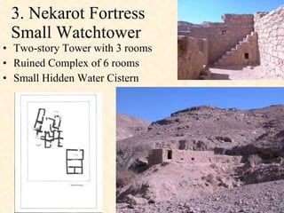 3. Nekarot Fortress Small Watchtower  Two-story Tower with 3 rooms  Ruined Complex of 6 rooms Small Hidden Water Cistern 