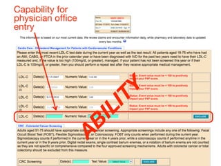 Capability for
physician ofﬁce
entry




                   Y
                  IT
                  IL
            AB
 