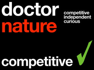 doctor   competitive


nature
         independent
         curious




competitive
 