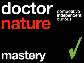 doctor    competitive


nature
          independent
          curious




mastery
 