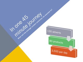 Wha t wi l l t he aver a g e L o nd on c ommute r be ex p o sed to? 
In one 45 
minute journey 
 