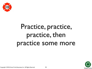 Copyright © 2018, Great Circle Associates, Inc. All Rights Reserved.
Practice, practice,
practice, then
practice some more
90
FD
 