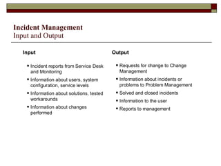 Incident Management Input and Output 