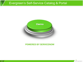 24
Evergreen’s Self-Service Catalog & Portal
POWERED BY SERVICENOW
 