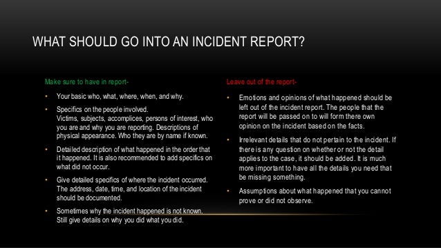 incident report how to write a good incident report