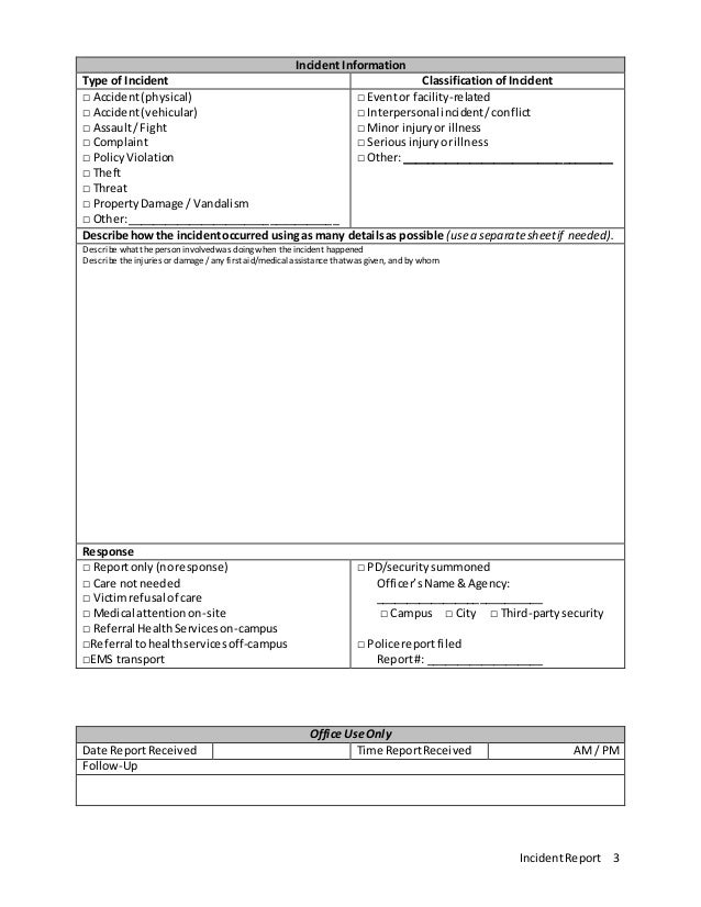 Incident Report Form - FREE DOWNLOAD