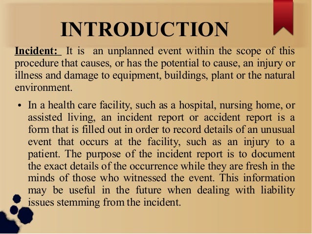 incident reporting purpose of incident report in nursing