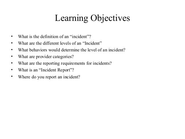 incident reporting incident report categories