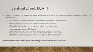 Sentinel Events Incident report training | PPTX