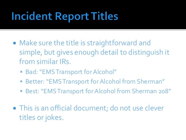 incident report writing how to make incident report