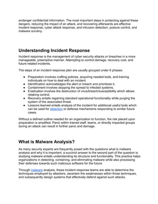 Incident Response & Malware Analysis Protecting the Digital Frontier | PDF