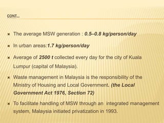 incIncineration of municipal solid waste in malaysia by Zainab Amjad | PPTX