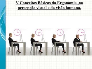V Conceitos Básicos da Ergonomia ,na
percepção visual e da visão humana.
 