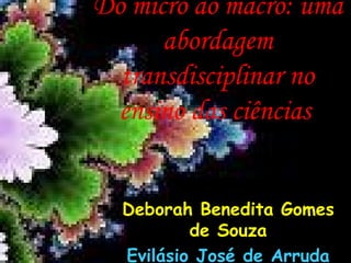 Do micro ao macro: uma abordagem transdisciplinar no ensino das ciências   Deborah Benedita Gomes de Souza Evilásio José de Arruda 