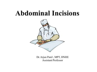 Abdominal Incisions
Dr. Arjun Patel , MPT, DNHE
Assistant Professor
 