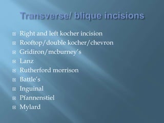 Incisions on abdominal wall’ | PPTX
