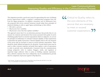 Lean Communications:
                                                   Improving Quality and Efficiency in the Communicat...