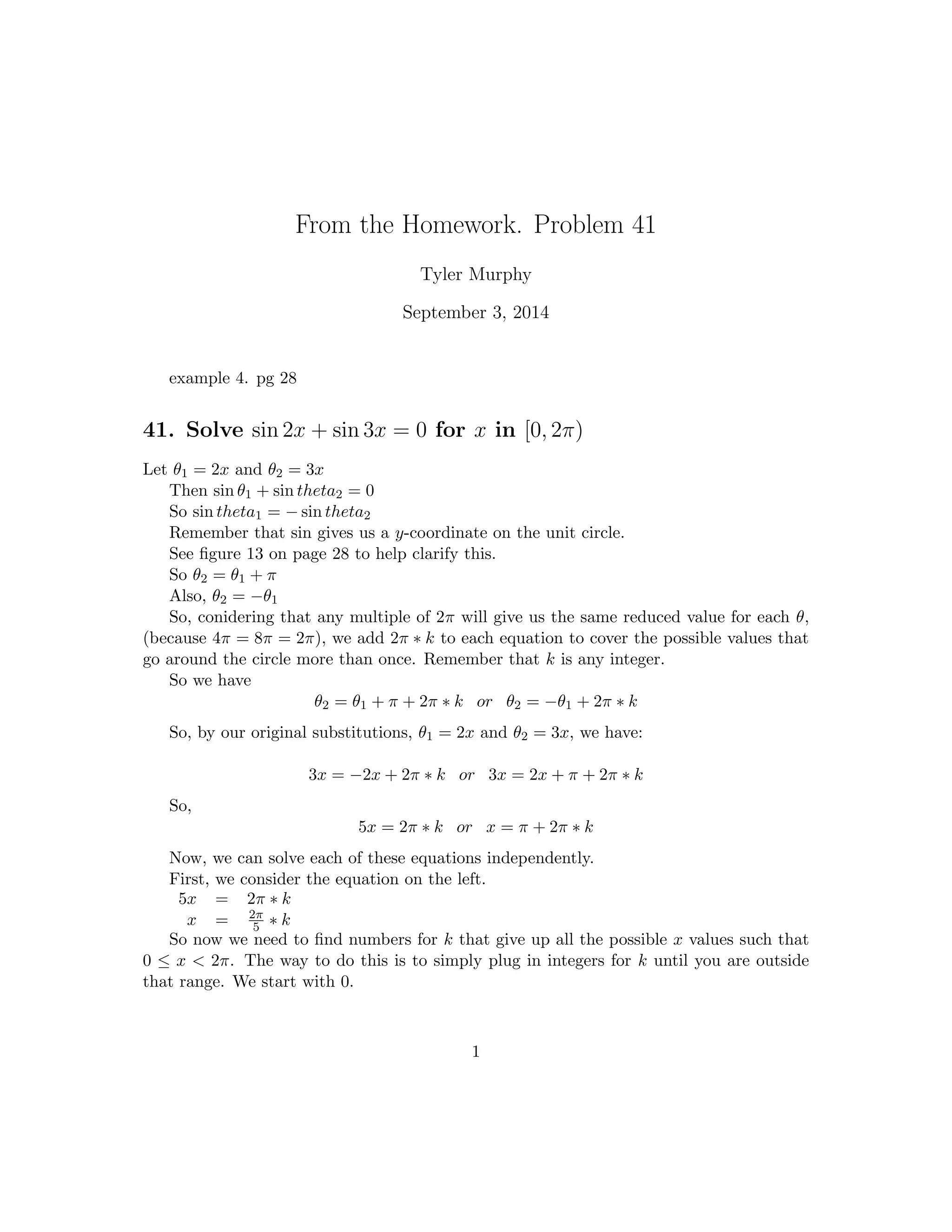 solving a trig problem and sketching a graph example problems | PDF