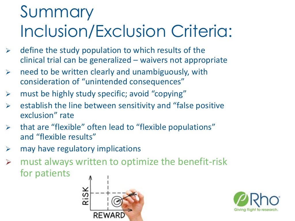 Improving Inclusion/Exclusion Criteria for Clinical Trials