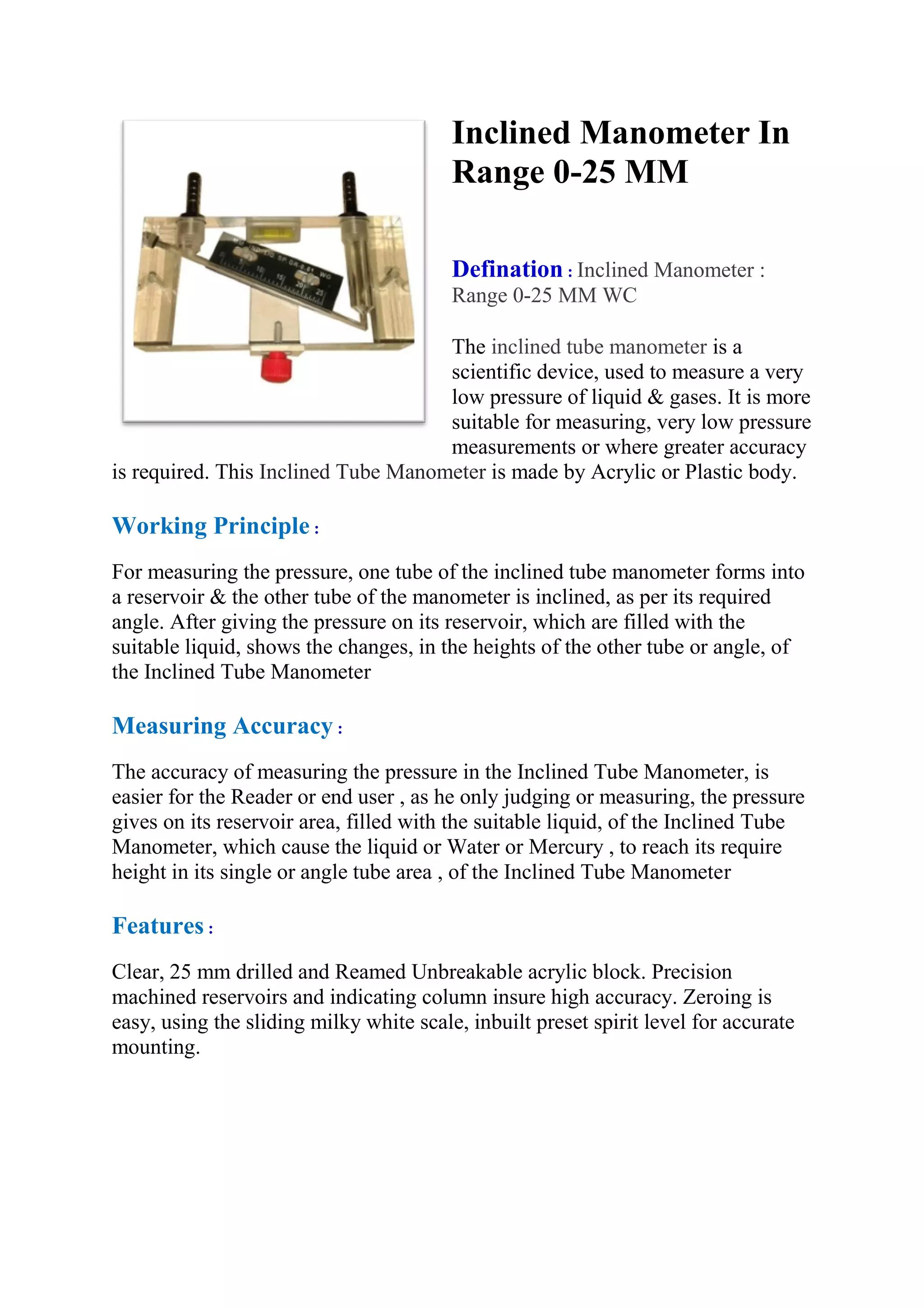 Inclined manometer PDF