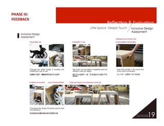 Ricardo Gomes, Professor and Chair, Design and Industry Department
ReﬂecGon	
  &	
  EvaluaGon	
  
PHASE	
  III:	
  	
  
FEEDBACK	
  	
  
 