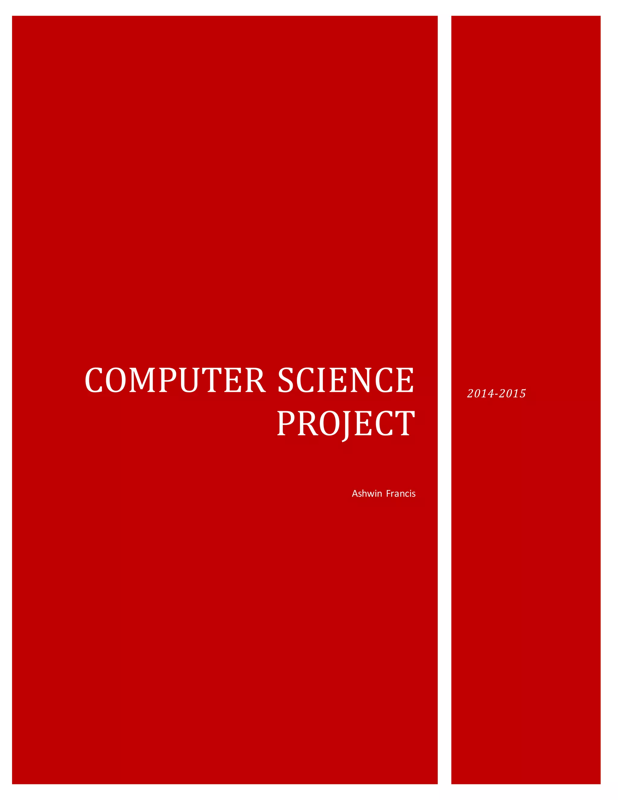 12th CBSE Computer Science Project | DOCX | Databases | Computer ...