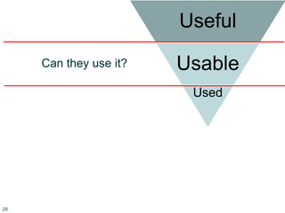 Useful
Usable
Used
Can they use it?
28
 